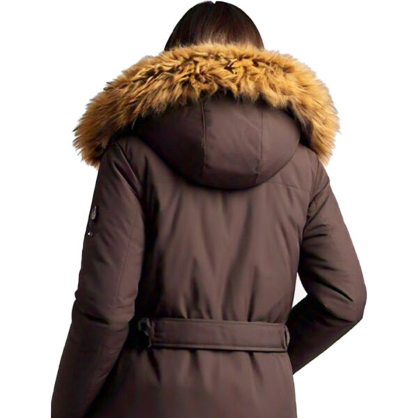 Women's Stylish Brown Winter Parka with Faux Fur Hood - Image 5