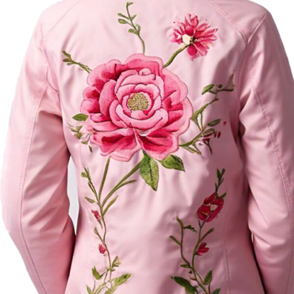 Women's Elegant Pink Jacket with Floral Embroidery - Image 3